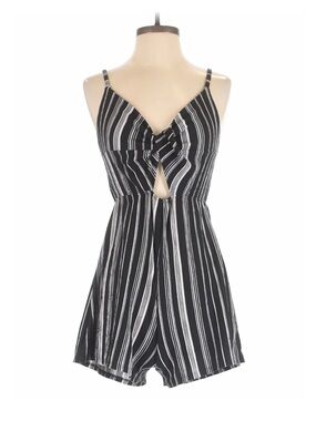 Ladies Wild Fable Black & White Striped Knot Front Romper Size Small
